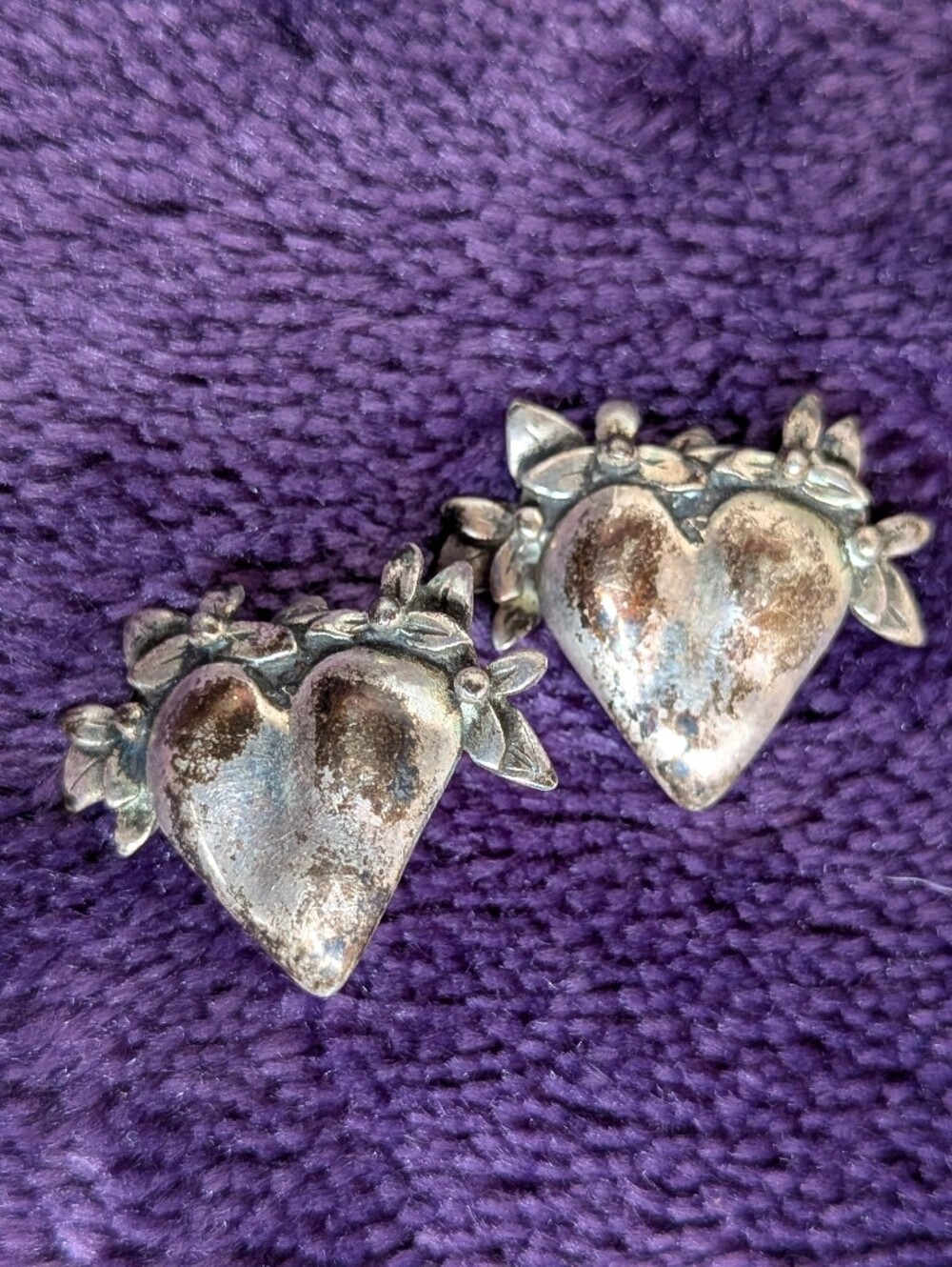 Vintage Sterling Silver Heart Floral Stud Earrings Metropolitan Museum Of Art